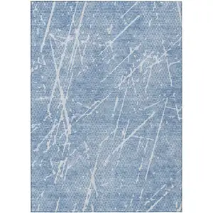 Photo of Blue And Ivory Abstract Washable Indoor Outdoor Area Rug