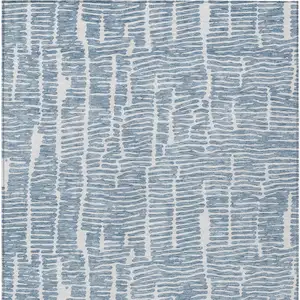 Photo of Blue And Ivory Abstract Washable Indoor Outdoor Area Rug