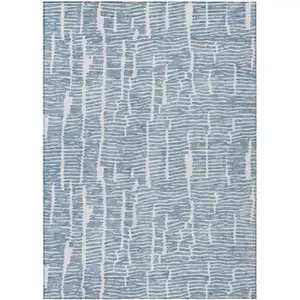 Photo of Blue And Ivory Abstract Washable Indoor Outdoor Area Rug