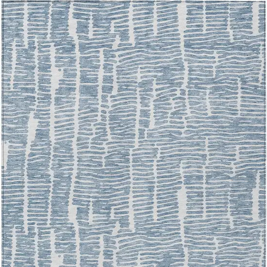 Blue And Ivory Abstract Washable Indoor Outdoor Area Rug Photo 7