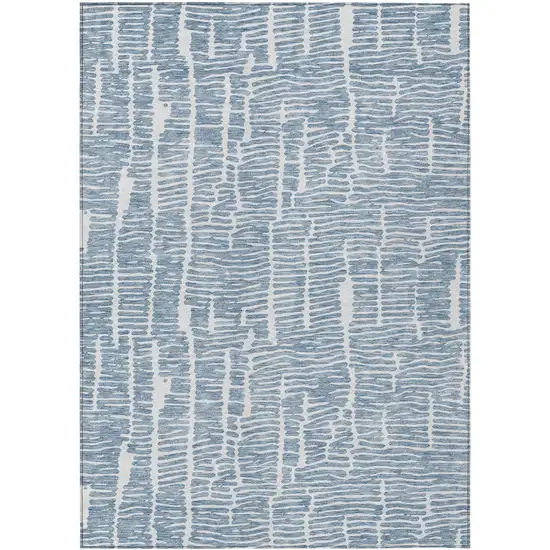 Blue And Ivory Abstract Washable Indoor Outdoor Area Rug Photo 2