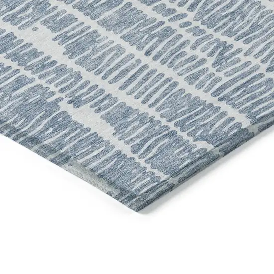 Blue And Ivory Abstract Washable Indoor Outdoor Area Rug Photo 5