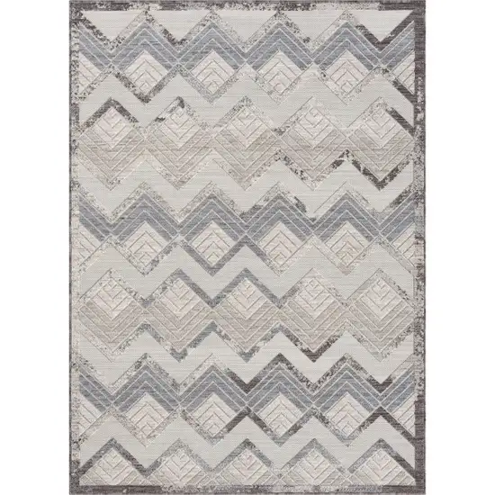 Blue And Ivory Chevron Indoor Outdoor Area Rug Photo 1