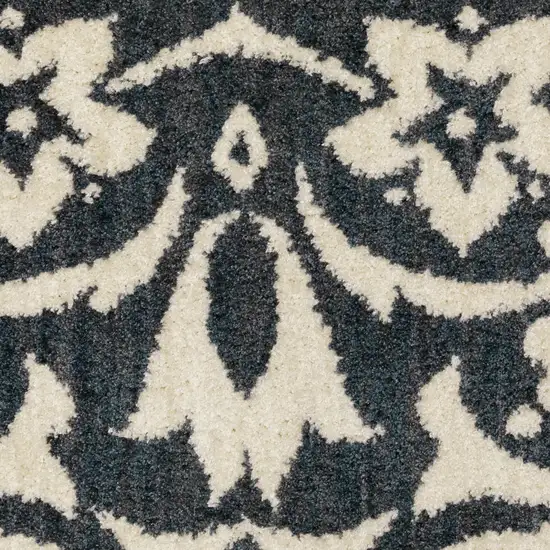 Blue And Ivory Floral Power Loom Stain Resistant Area Rug Photo 8