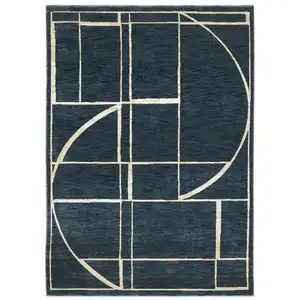 Photo of Blue And Ivory Geometric Area Rug