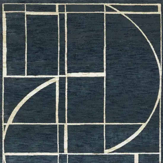 Blue And Ivory Geometric Area Rug Photo 7