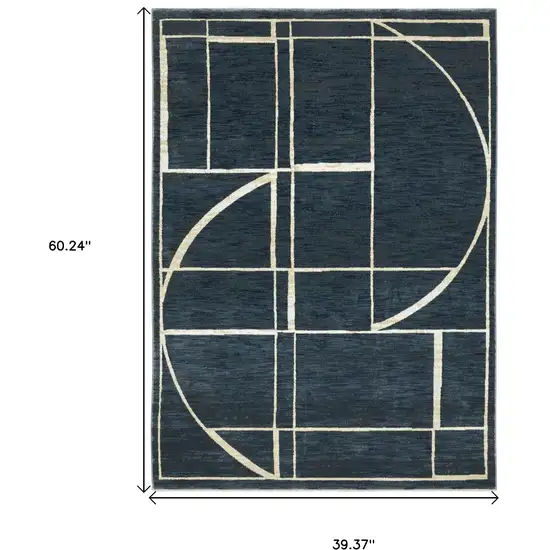 Blue And Ivory Geometric Area Rug Photo 3