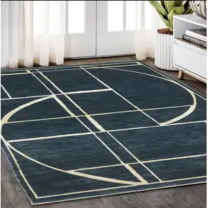 Photo of Blue And Ivory Geometric Area Rug