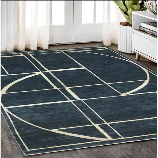 Blue And Ivory Geometric Area Rug Photo 1