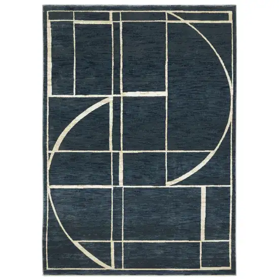 Blue And Ivory Geometric Area Rug Photo 2