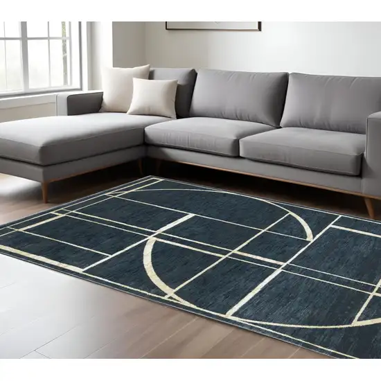 Blue And Ivory Geometric Area Rug Photo 1