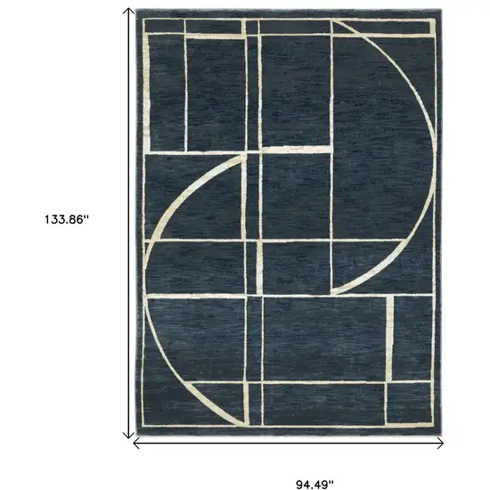 Blue And Ivory Geometric Area Rug Photo 3