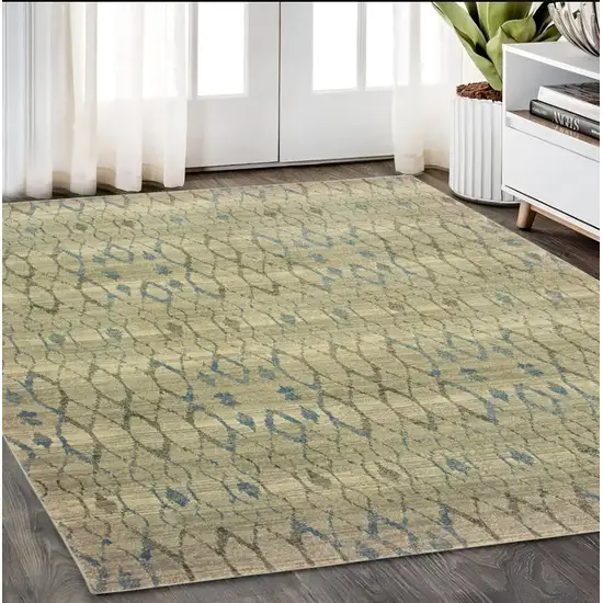 Blue And Ivory Geometric Distressed Area Rug Photo 1