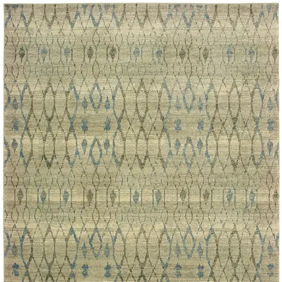 Blue And Ivory Geometric Distressed Area Rug Photo 6