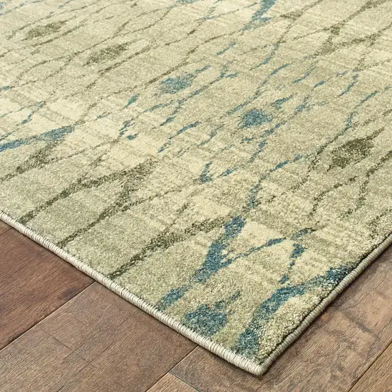 Blue And Ivory Geometric Distressed Area Rug Photo 4