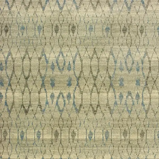 Blue And Ivory Geometric Distressed Area Rug Photo 5