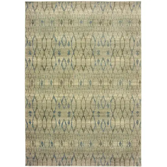 Blue And Ivory Geometric Distressed Area Rug Photo 2