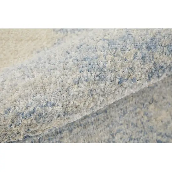 Blue And Ivory Geometric Power Loom Distressed Area Rug Photo 9