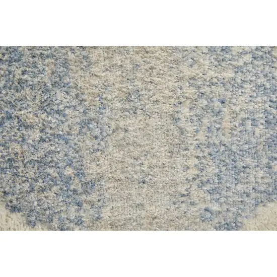 Blue And Ivory Geometric Power Loom Distressed Area Rug Photo 6