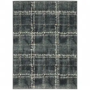 Photo of Blue And Ivory Geometric Power Loom Stain Resistant Area Rug