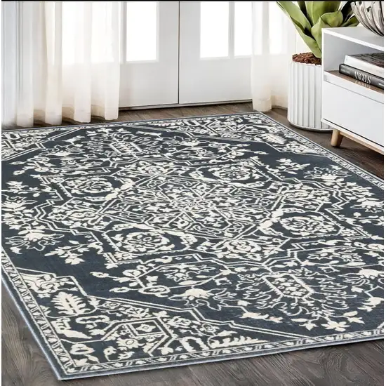 Blue And Ivory Oriental Area Rug Photo 1