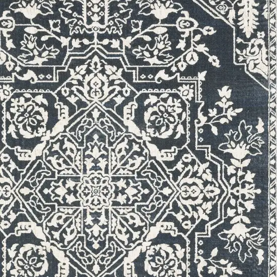 Blue And Ivory Oriental Area Rug Photo 6