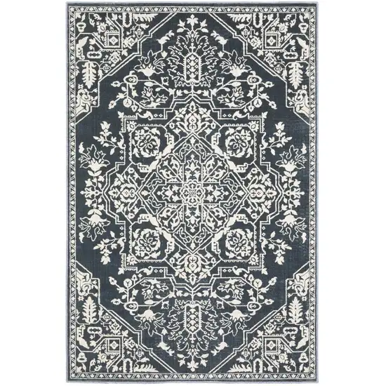 Blue And Ivory Oriental Area Rug Photo 2