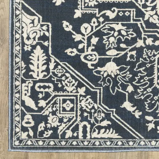 Blue And Ivory Oriental Area Rug Photo 5