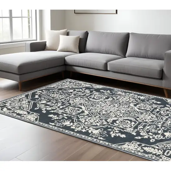 Blue And Ivory Oriental Area Rug Photo 1