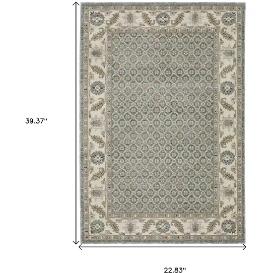 Blue And Ivory Oriental Area Rug Photo 3