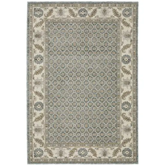 Blue And Ivory Oriental Area Rug Photo 2