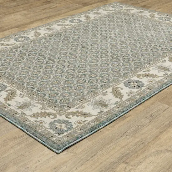 Blue And Ivory Oriental Area Rug Photo 5