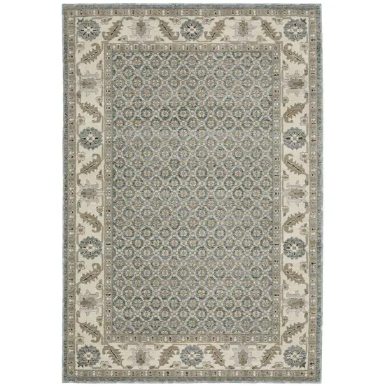 Blue And Ivory Oriental Area Rug Photo 4