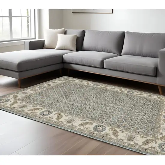 Blue And Ivory Oriental Area Rug Photo 1