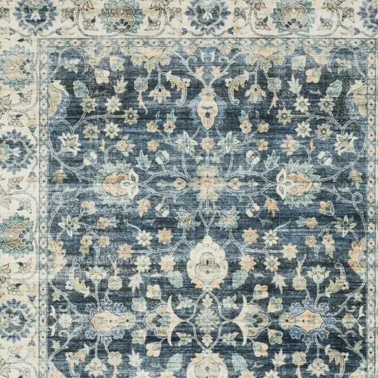 Blue And Ivory Oriental Distressed Area Rug Photo 8