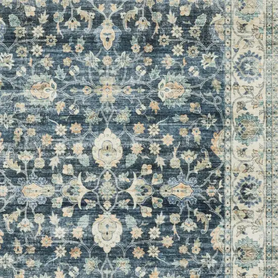 Blue And Ivory Oriental Distressed Area Rug Photo 8