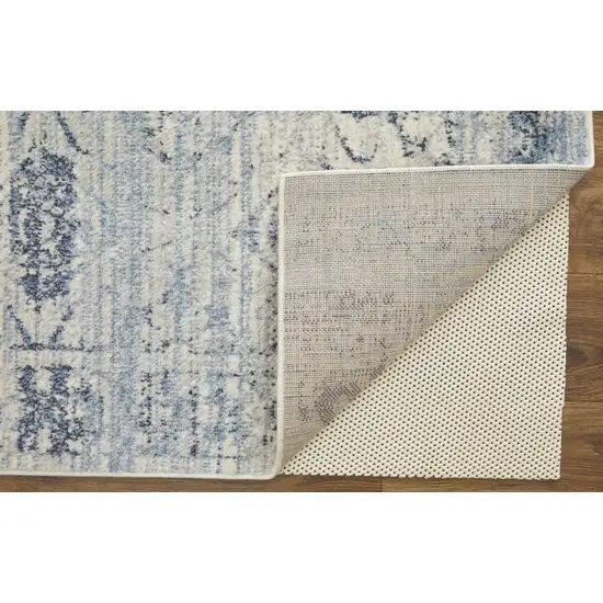 Blue And Ivory Power Loom Distressed Area Rug Photo 3