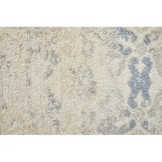 Blue And Ivory Power Loom Distressed Area Rug Photo 5