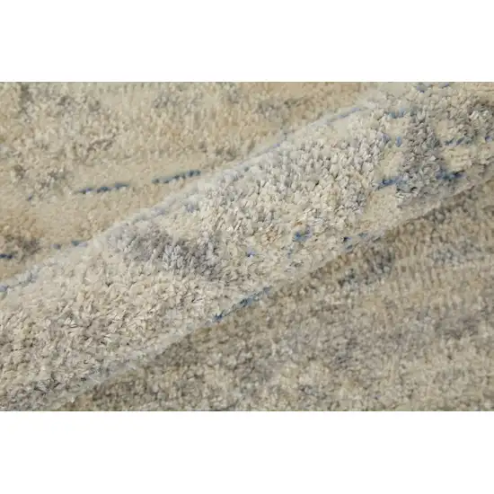 Blue And Ivory Power Loom Distressed Area Rug Photo 4