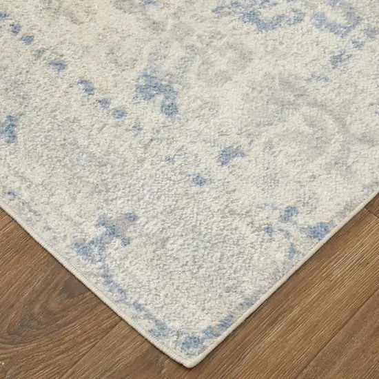 Blue And Ivory Power Loom Distressed Area Rug Photo 2