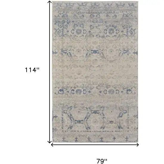 Blue And Ivory Power Loom Distressed Area Rug Photo 10