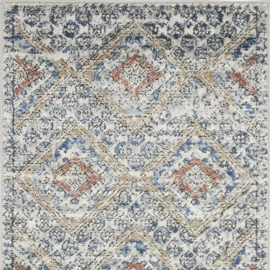 Blue And Ivory Southwestern Power Loom Non Skid Area Rug Photo 4