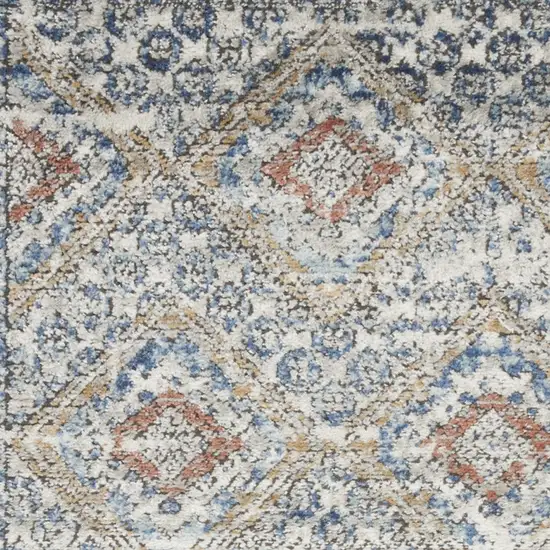 Blue And Ivory Southwestern Power Loom Non Skid Area Rug Photo 3