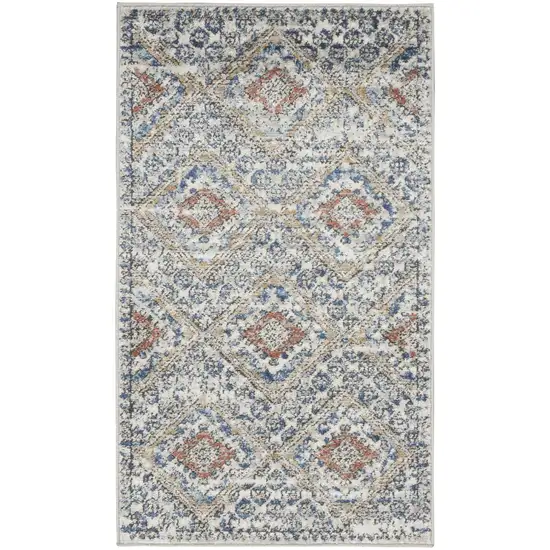 Blue And Ivory Southwestern Power Loom Non Skid Area Rug Photo 1