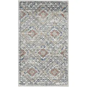 Photo of Blue And Ivory Southwestern Power Loom Non Skid Area Rug