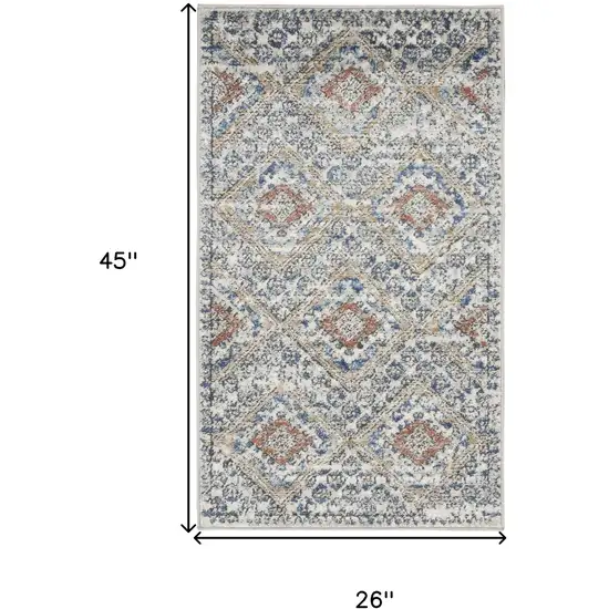 Blue And Ivory Southwestern Power Loom Non Skid Area Rug Photo 5