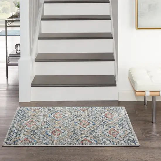 Blue And Ivory Southwestern Power Loom Non Skid Area Rug Photo 9