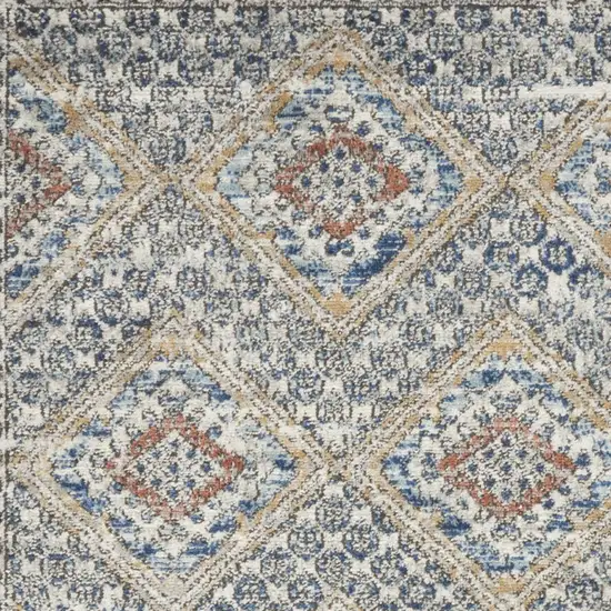 Blue And Ivory Southwestern Power Loom Non Skid Area Rug Photo 3