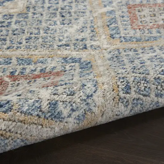 Blue And Ivory Southwestern Power Loom Non Skid Area Rug Photo 8