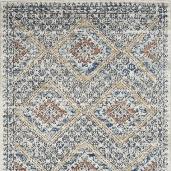 Blue And Ivory Southwestern Power Loom Non Skid Area Rug Photo 4